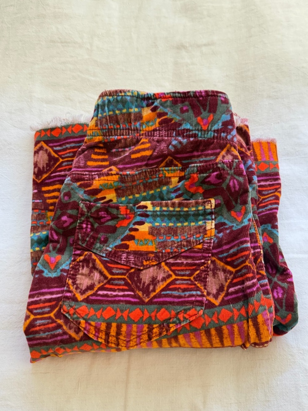 Free People Maroon Multicolor Aztec Boot Cut Corduroy Pants